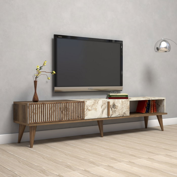 Hanah Home Milan Soporte para TV Nogal y Blanco